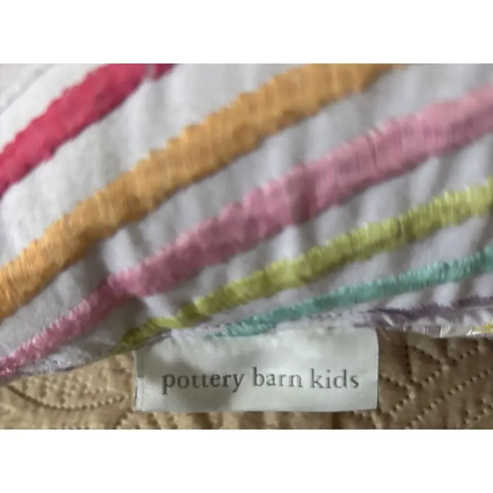 Pottery Barn Kids Unicorn Rainbow Throw Pillow 14x10 Pink Pastel Tassel Decor